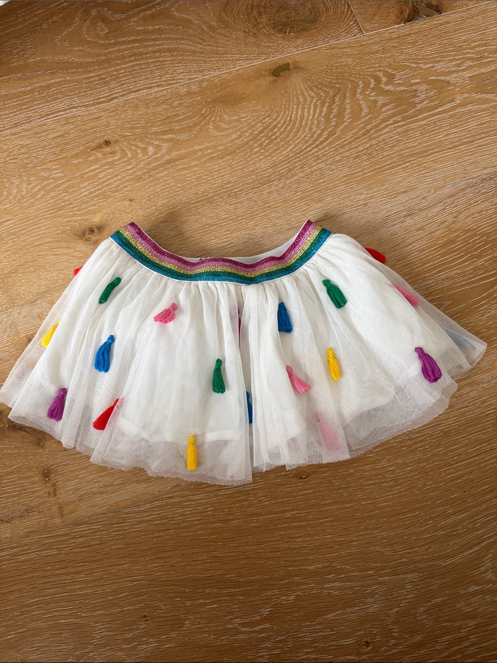 Stella McCartney White Tulle Skirt with Colorful Tassels